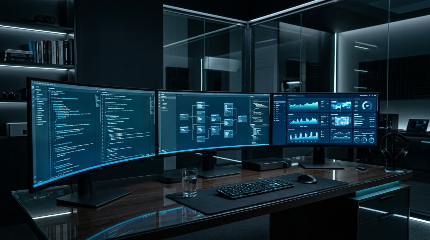 Modern software engineering workspace and digital technology environment